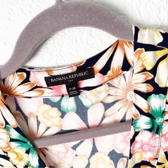 Banana Republi Dress Women's MP Medium Petite Floral Wrap Jersey Knit Career - Picture 3 of 7